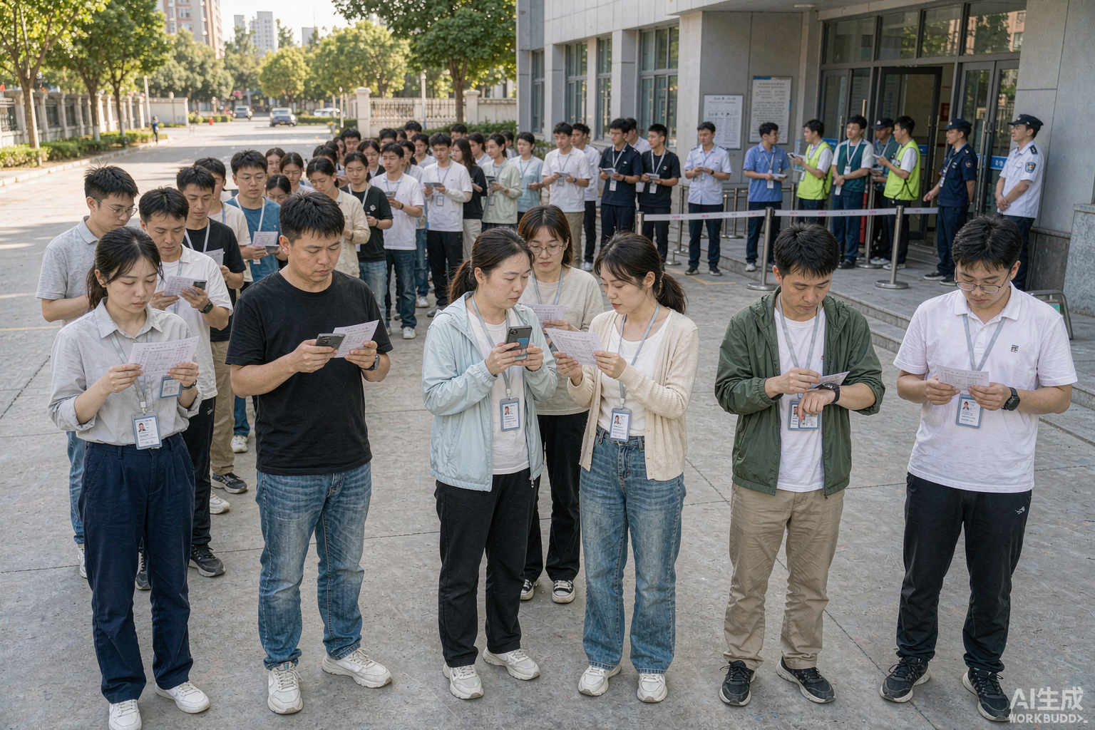 考生候考排队入场(示意图)
